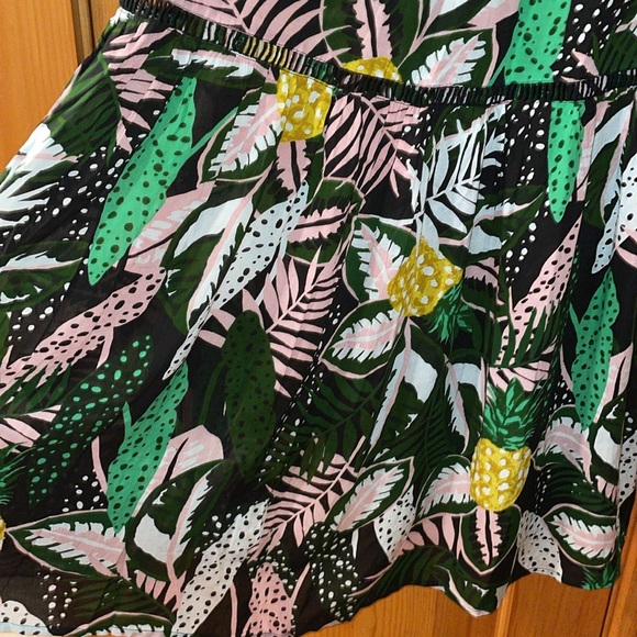 Blue Island 3 tiered maxi beach dress tropical print pineapple palm leaves XS - Picture 3 of 13